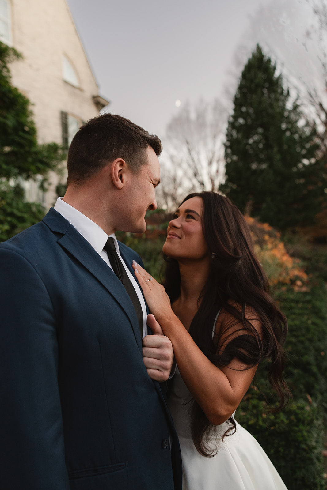 Engagement session at George Eastman Garden with classy outfits