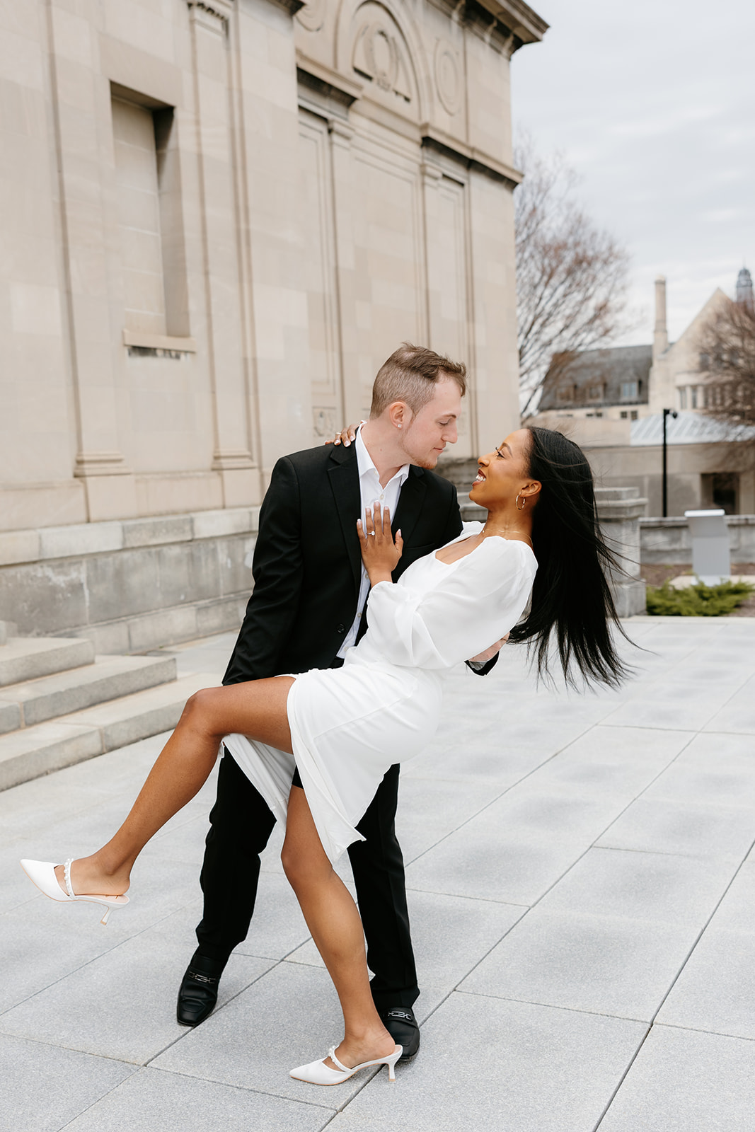 Classy engagement session dip photo