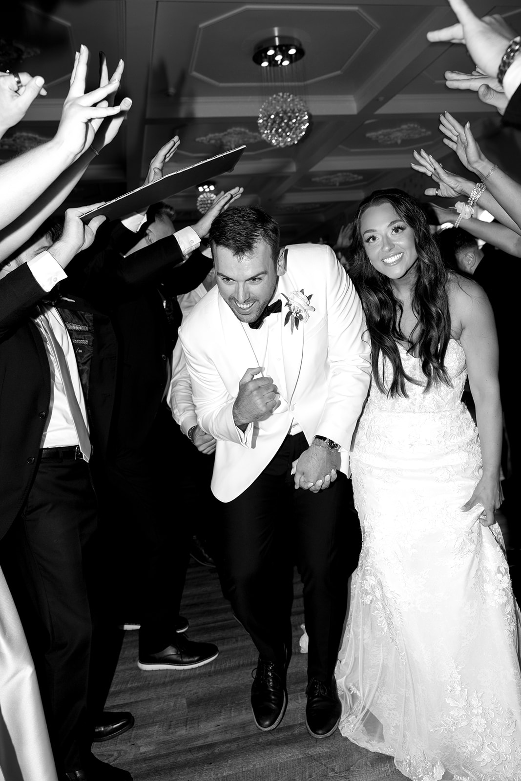 bride and groom black and white