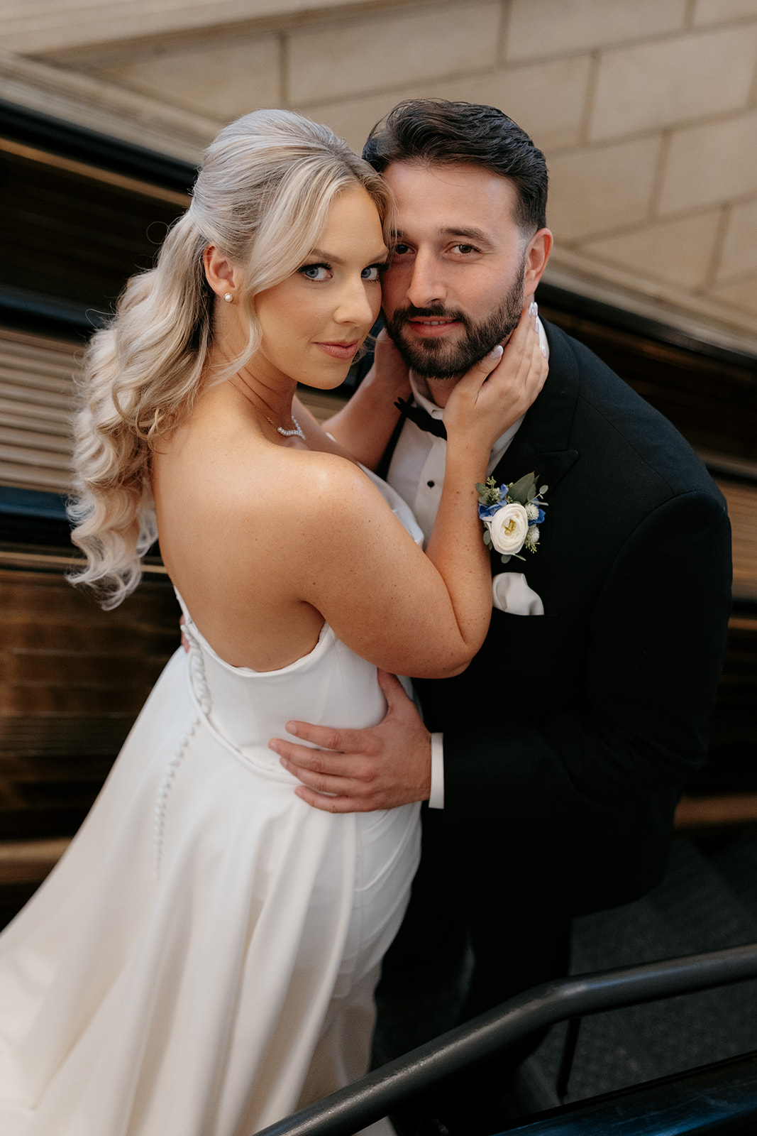 bride groom classy portrait at Rochester NY wedding venue