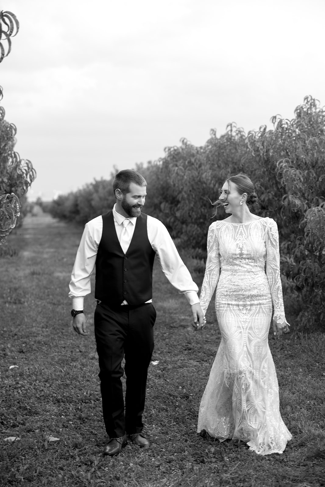 black and white bride and groom portrait