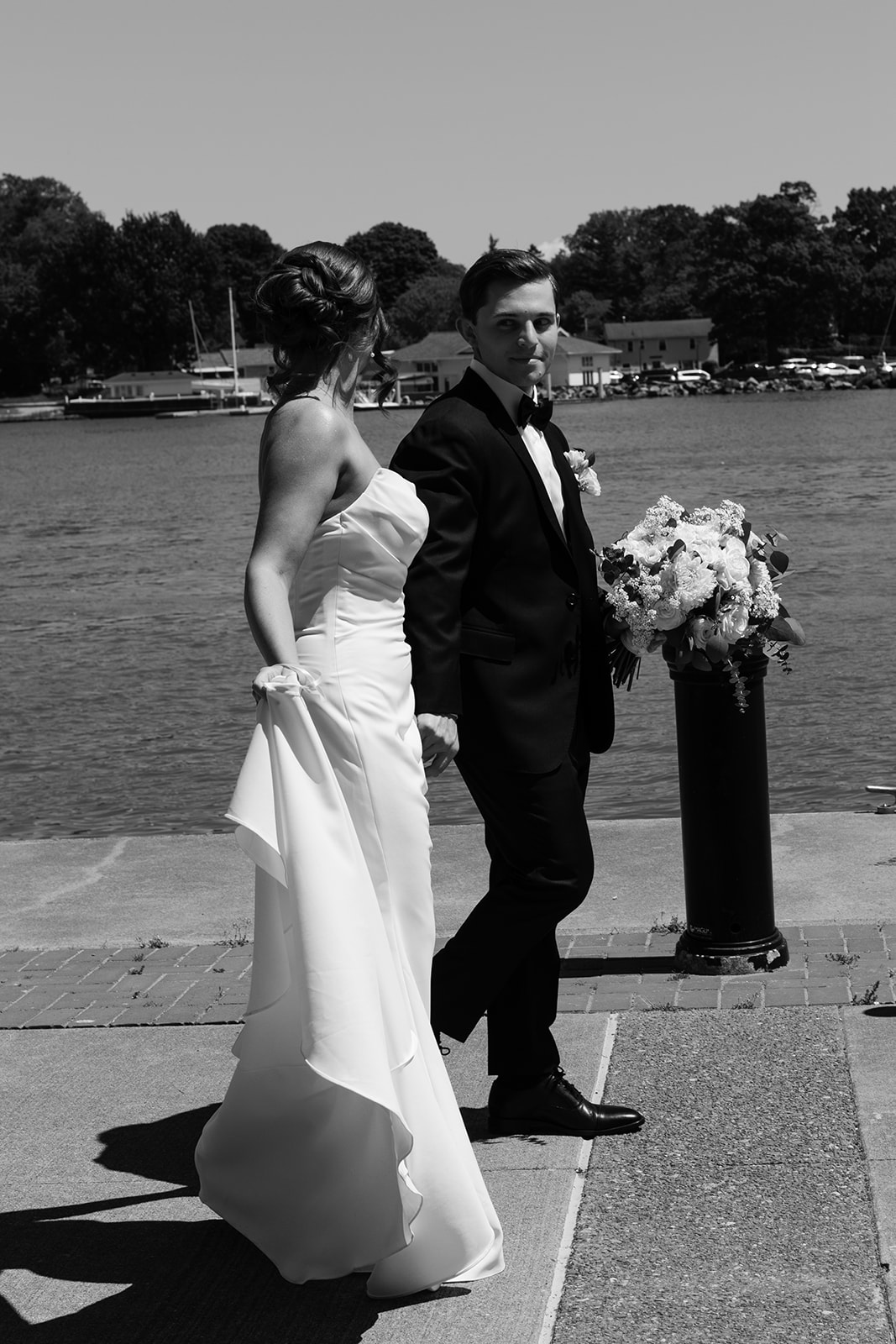 bride and groom black and white